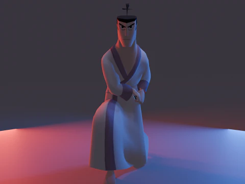 Samurai Jack Low Poly Game - Ready Rigged 3D Model