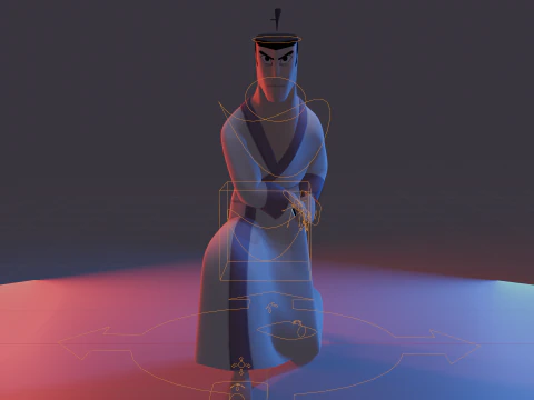 Samurai Jack Low Poly Game - Ready Rigged 3D Model