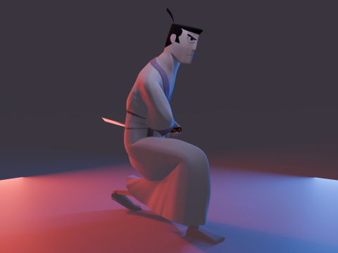 Samurai Jack Low Poly Game - Ready Rigged 3D 모델