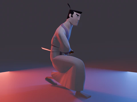 Samurai Jack Low Poly Game - Ready Rigged 3D Model
