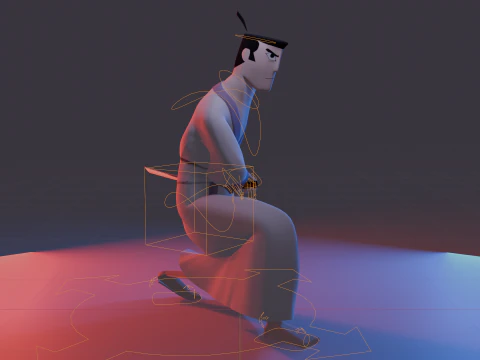 Samurai Jack Low Poly Game - Ready Rigged 3D Model