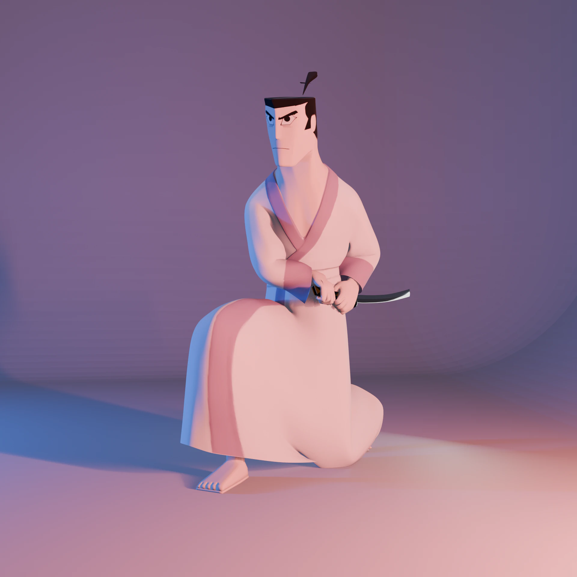 Samurai Jack Low Poly Game - Ready Rigged 3D Model .c4d .max .obj .3ds .fbx .stl .blend 