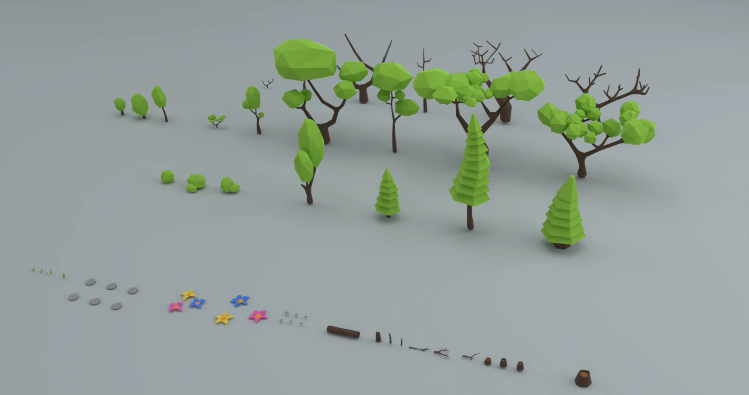 forest set collection 3D Model .c4d .max .obj .3ds .fbx .stl .blend 