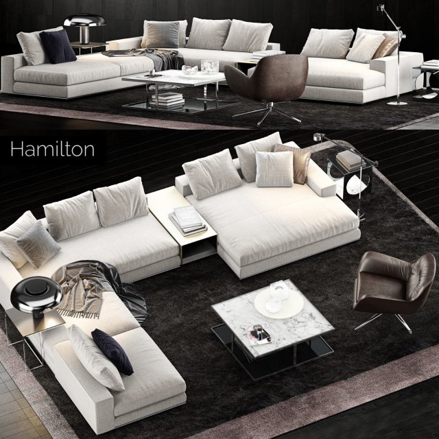 hamilton sofa 3D Модель .c4d .max .obj .3ds .fbx .stl .blend
