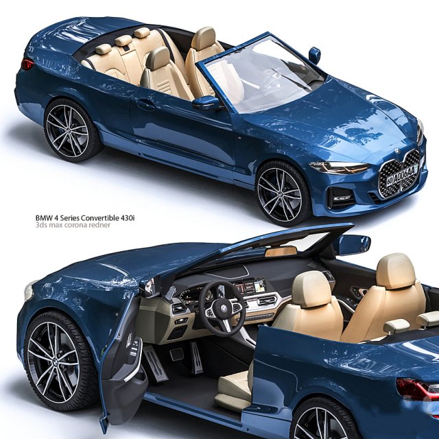 car 4 series convertible 430i Model 3D .c4d .max .obj .3ds .fbx .stl .blend 