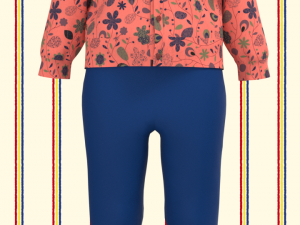 kid girls cardigan Modello 3D
