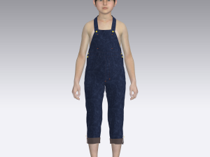 kid girls denim dungaree Modelo 3D