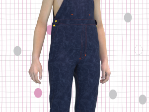 kid girls denim dungaree Modelo 3D