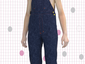 kid girls denim dungaree Modelo 3D