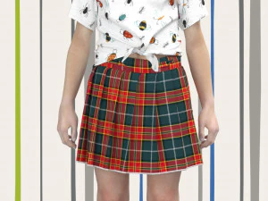 여아용 주름 치마와 티셔츠 3D 모델