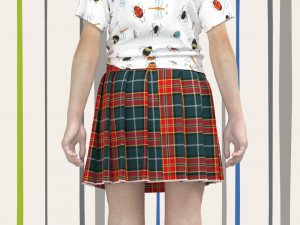 kid girls pleated skirt and t-shirt Modelo 3D