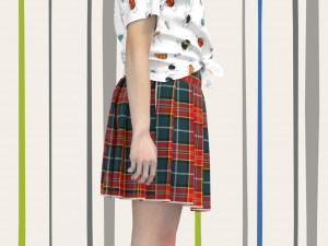 kid girls pleated skirt and t-shirt Modelo 3D