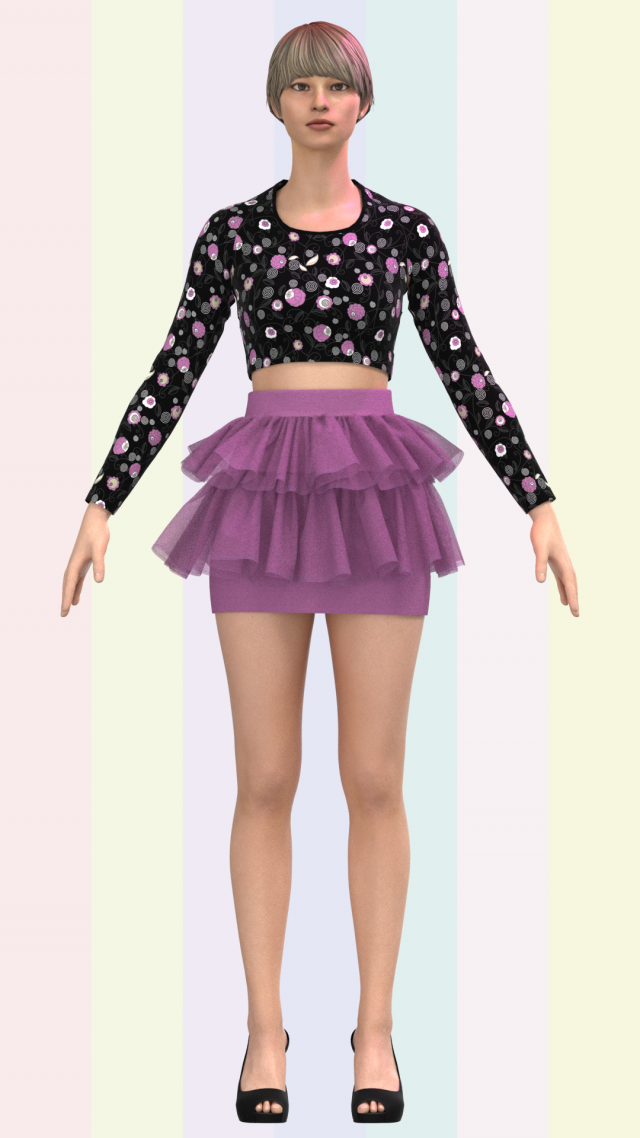 ladies ballerina skirt and top dancing 3D Model .c4d .max .obj .3ds .fbx .stl .blend 