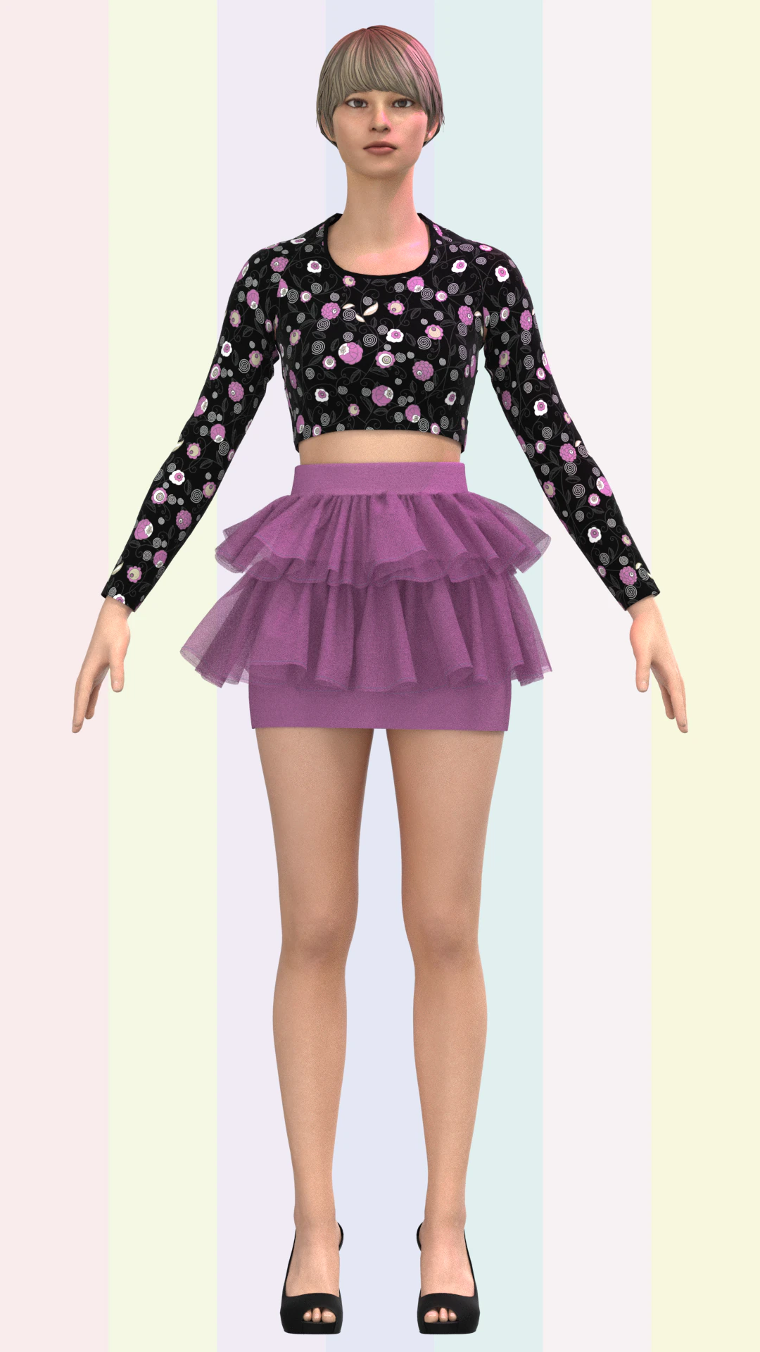 ladies ballerina skirt and top dancing 3D Model .c4d .max .obj .3ds .fbx .stl .blend 
