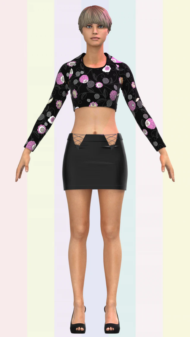 여성용 미니 스커트와 상의 3D 모델 .c4d .max .obj .3ds .fbx .stl .blend 