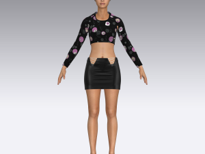 ladies mini skirt and tops 3D Model