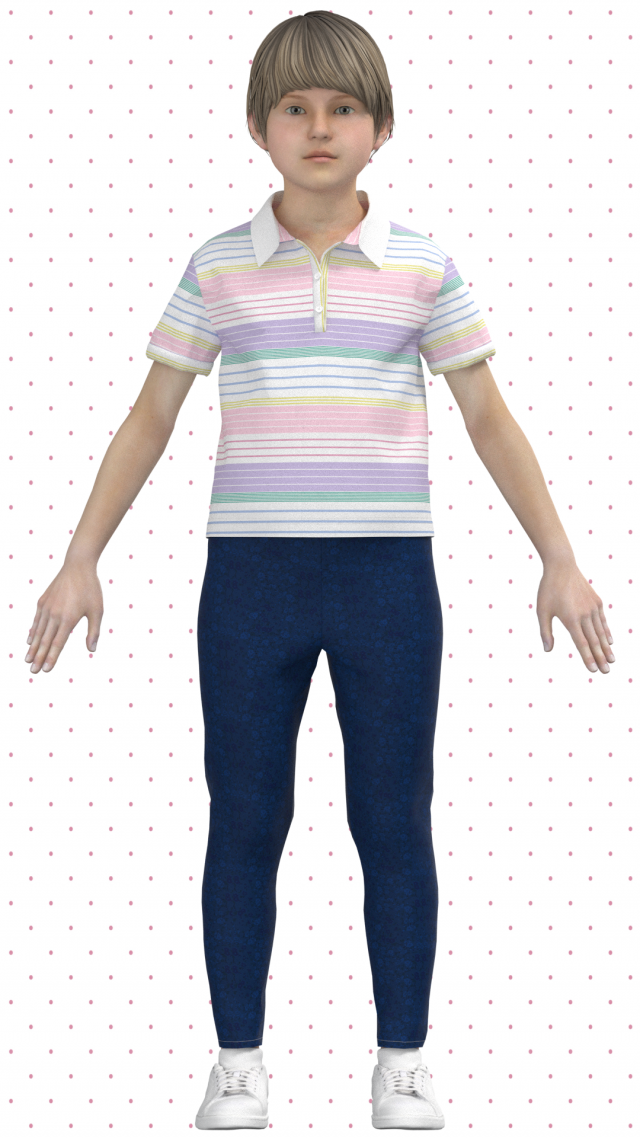kid girls polo shirt and legging 3D Модель .c4d .max .obj .3ds .fbx .stl .blend 