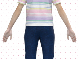 kid girls polo shirt and legging 3D Модель
