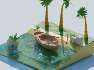 boat on the beach 3D 模型