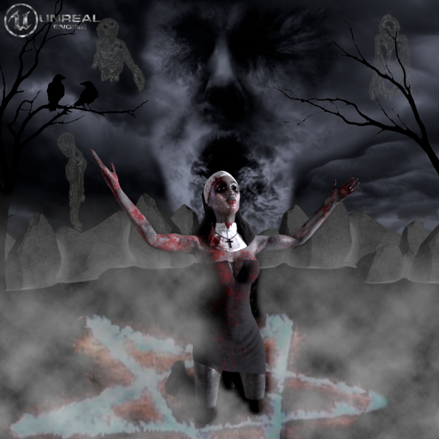 Nun-zombie Low-poly 3D Model .c4d .max .obj .3ds .fbx .stl .blend 