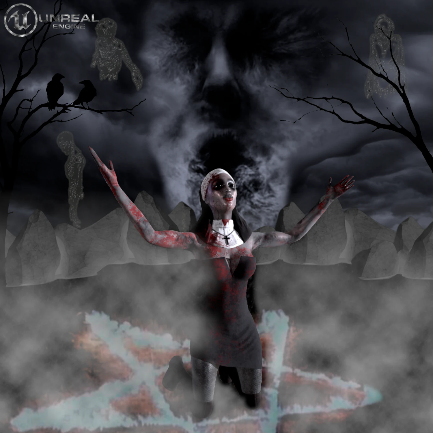 Nun-zombie Low-poly 3D Model .c4d .max .obj .3ds .fbx .stl .blend