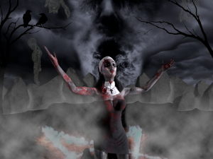 Nun-zombie Low-poly 3D Model