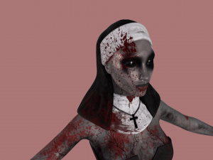 Nun-zombie Low-poly 3D Model