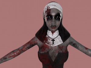 Nun-zombie Low-poly 3D Model