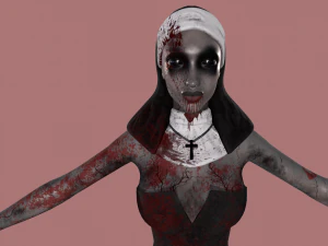Nun-zombie Low-poly 3D Model