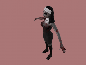 Nun-zombie Low-poly 3D Model