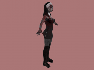 Nun-zombie Low-poly 3D Model