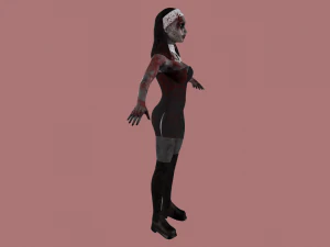 Nun-zombie Low-poly 3D Model