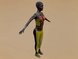 Amelia Female character cyberpunk style Low-poly 3D Model