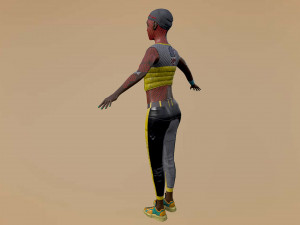 Amelia Female character cyberpunk style Low-poly Modèle 3D