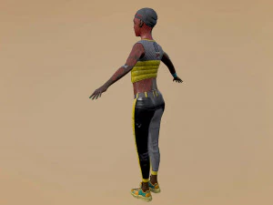 Amelia Female character cyberpunk style Low-poly 3D Model