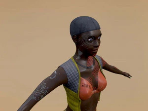 Amelia Female character cyberpunk style Low-poly 3D Model