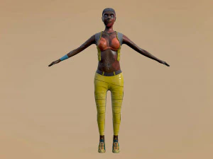 Amelia Female character cyberpunk style Low-poly 3D Model