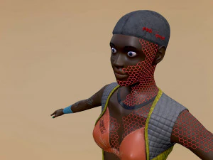 Amelia Female character cyberpunk style Low-poly 3D Model