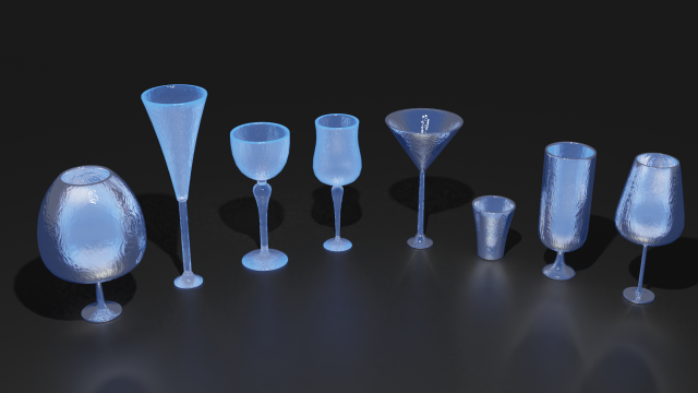 Crystal Drinking Glasses 3D मॉडल .c4d .max .obj .3ds .fbx .stl .blend 