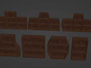 Seven Wooden Bookshelves 3D मॉडल