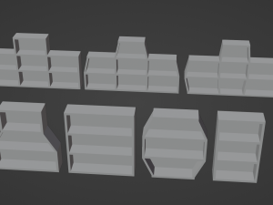 Seven Wooden Bookshelves 3D मॉडल