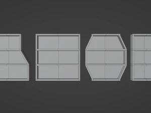 Seven Wooden Bookshelves 3D Model