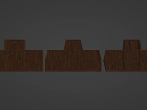 Seven Wooden Bookshelves 3D Model
