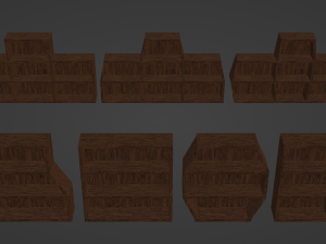 Seven Wooden Bookshelves 3D मॉडल