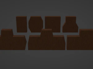 Seven Wooden Bookshelves 3D Model
