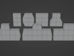 Seven Wooden Bookshelves 3D Model