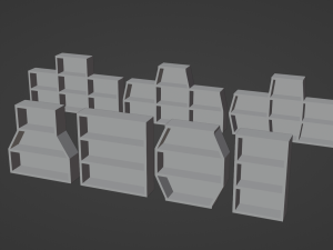 Seven Wooden Bookshelves 3D मॉडल