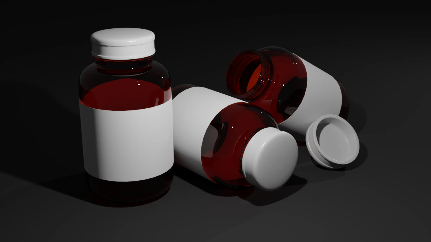 Amber Glass Pill Bottle 3D Model .c4d .max .obj .3ds .fbx .stl .blend 