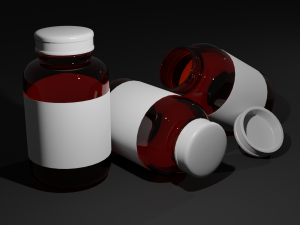 Amber Glass Pill Bottle 3D Модель