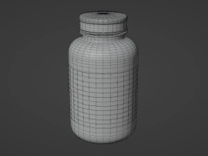 Amber Glass Pill Bottle 3D Model